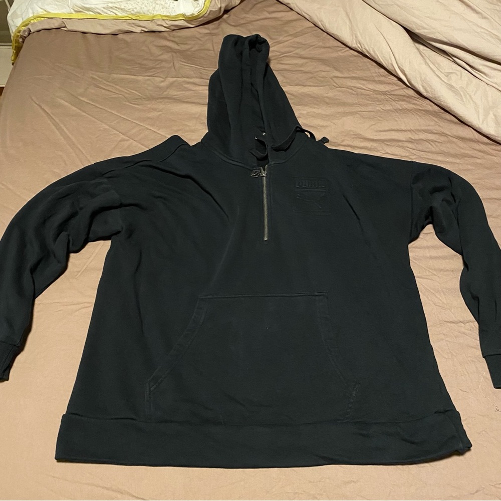 Puma black quarter zip hoodie large